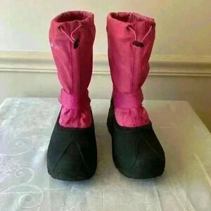 Kamik Girls’ Size 5 Pink and Black Velcro Strap and Bungee Cord Winter Boots